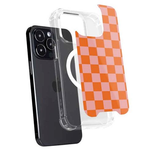 Orange Checkered iPhone 15 Pro Max MagSafe Case