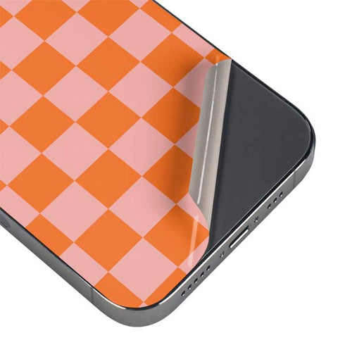 Orange Checkered iPhone 15 Pro Skin