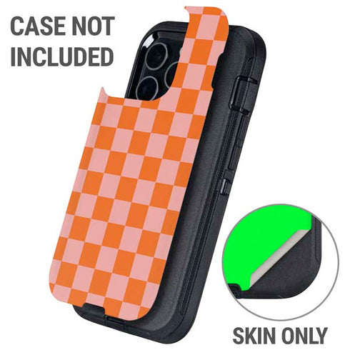 Orange Checkered Otterbox Defender iPhone Skin