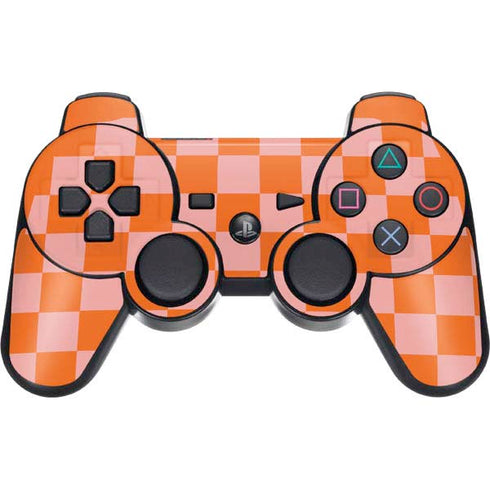 Orange Checkered PS3 Dual Shock wireless controller Skin
