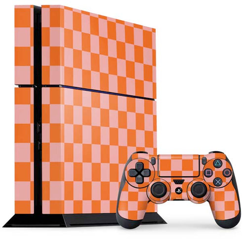 Orange Checkered PS4 Console and Controller Bundle Skin