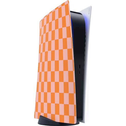 Orange Checkered PS5 Digital Edition Console Skin