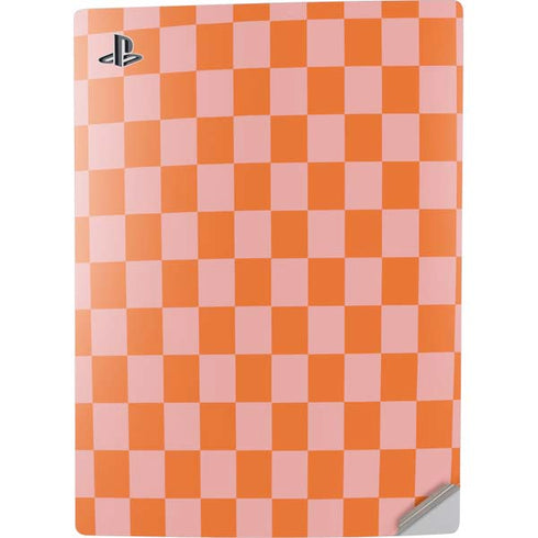Orange Checkered PS5 Digital Edition Console Skin