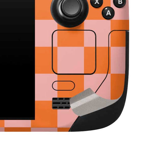 Orange Checkered Steam Deck Handheld Gaming Computer Skin