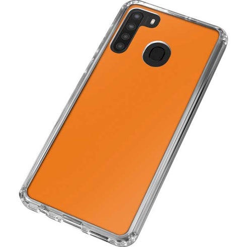Orange Solid Galaxy A21 Clear Case