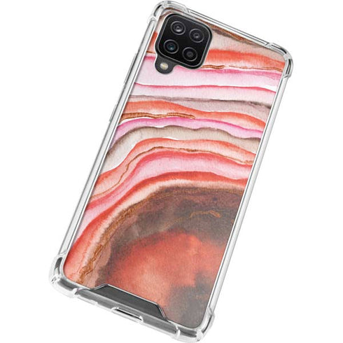 Orange Watercolor Geode Galaxy A12 Clear Case