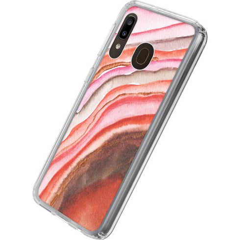 Orange Watercolor Geode Galaxy A20 Clear Case