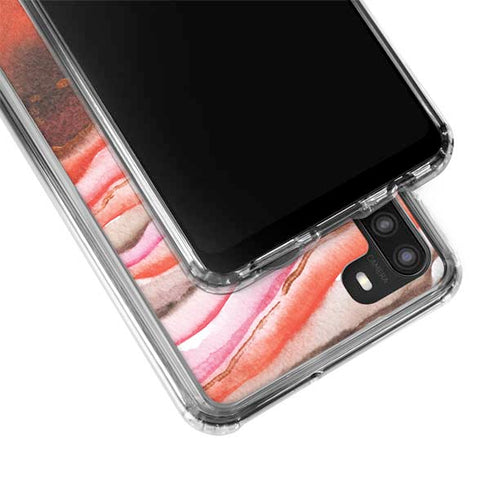 Orange Watercolor Geode Galaxy A21 Clear Case