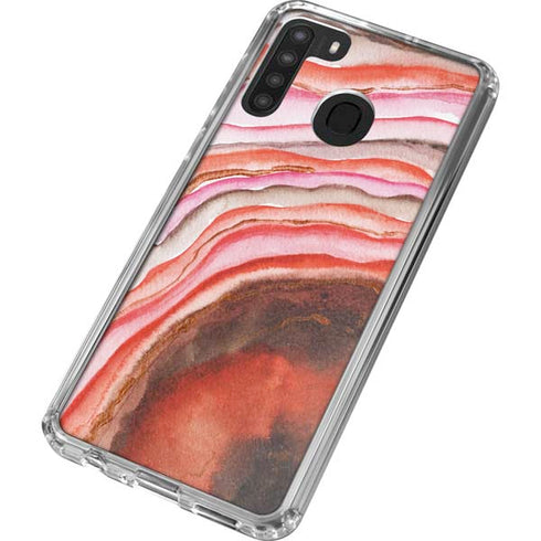 Orange Watercolor Geode Galaxy A21 Clear Case