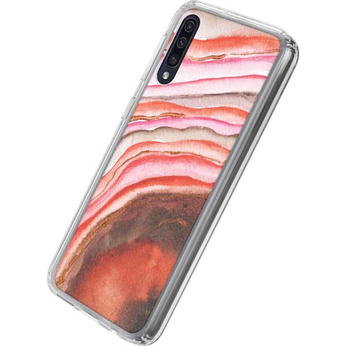 Orange Watercolor Geode Galaxy A50 Clear Case