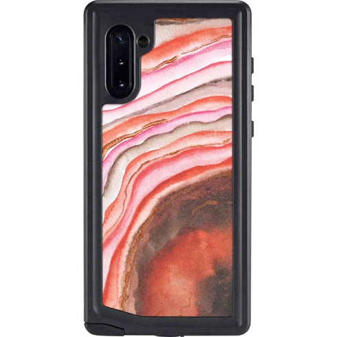 Orange Watercolor Geode Galaxy Note 10 Waterproof Case