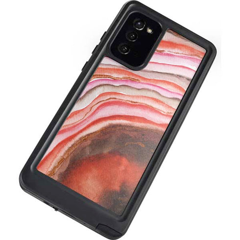Orange Watercolor Geode Galaxy Note20 5G Waterproof Case
