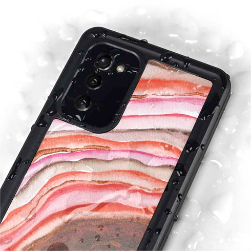 Orange Watercolor Geode Galaxy Note20 5G Waterproof Case