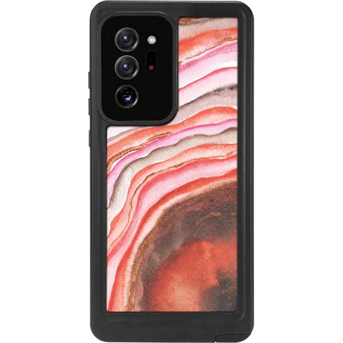 Orange Watercolor Geode Galaxy Note20 Ultra 5G Waterproof Case