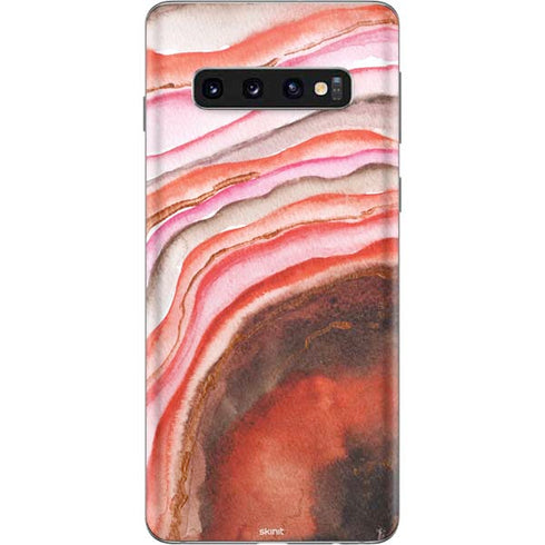 Orange Watercolor Geode Galaxy S10 Skin