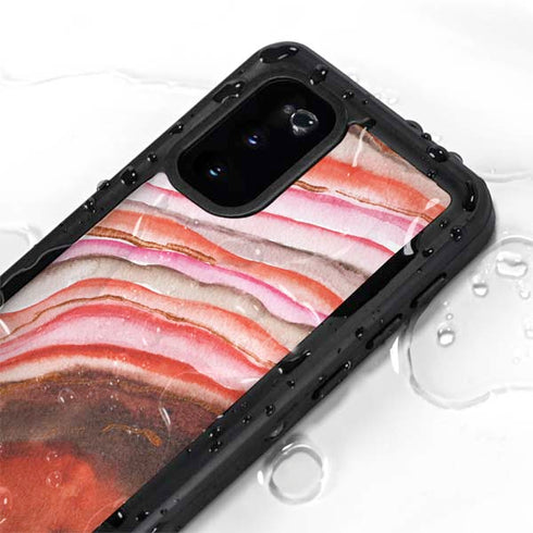 Orange Watercolor Geode Galaxy S20 Waterproof Case