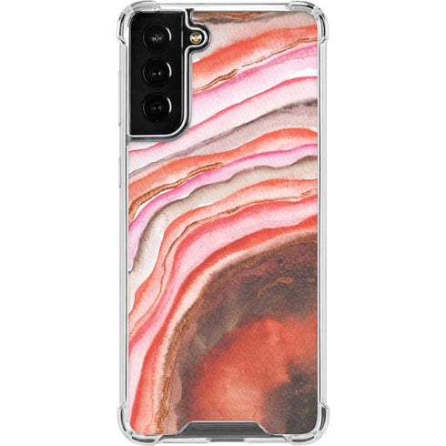 Orange Watercolor Geode Galaxy S21 FE Clear Case