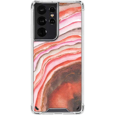 Orange Watercolor Geode Galaxy S21 Ultra 5G Clear Case