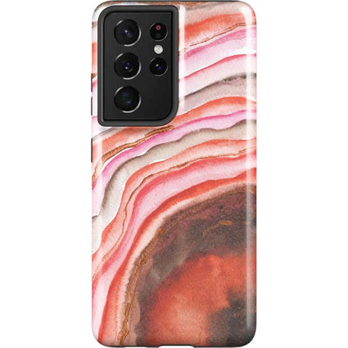 Orange Watercolor Geode Galaxy S21 Ultra 5G Pro Case