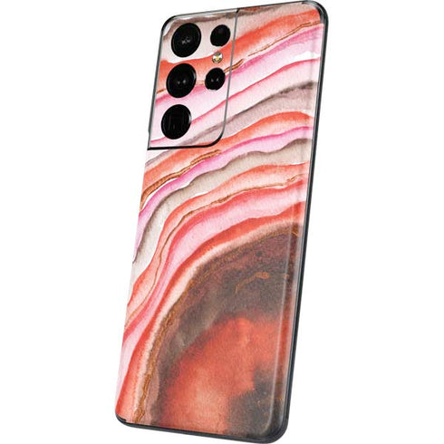 Orange Watercolor Geode Galaxy S21 Ultra 5G Skin