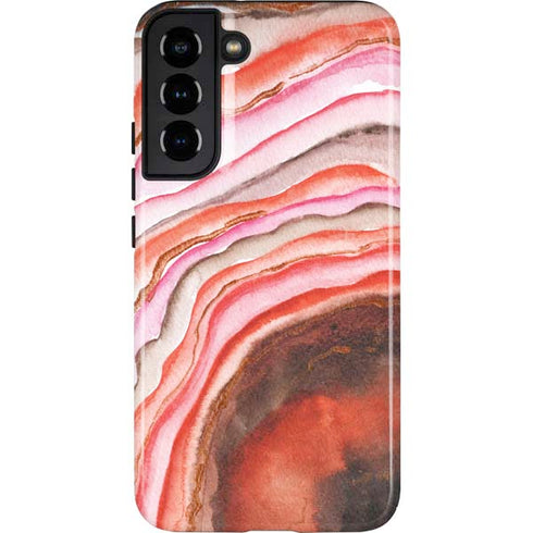 Orange Watercolor Geode Galaxy S22 Plus Pro Case