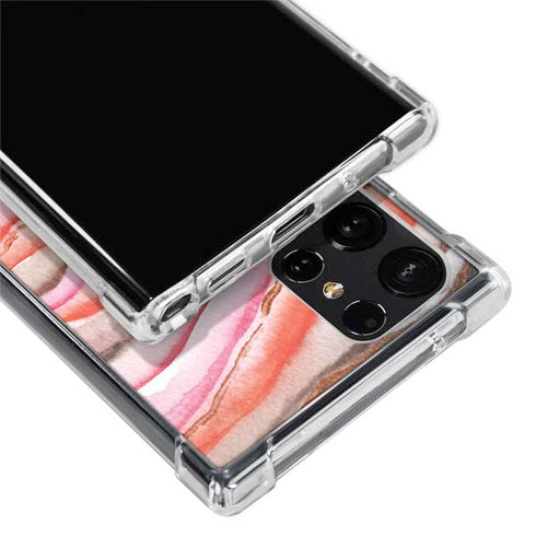 Orange Watercolor Geode Galaxy S22 Ultra Clear Case
