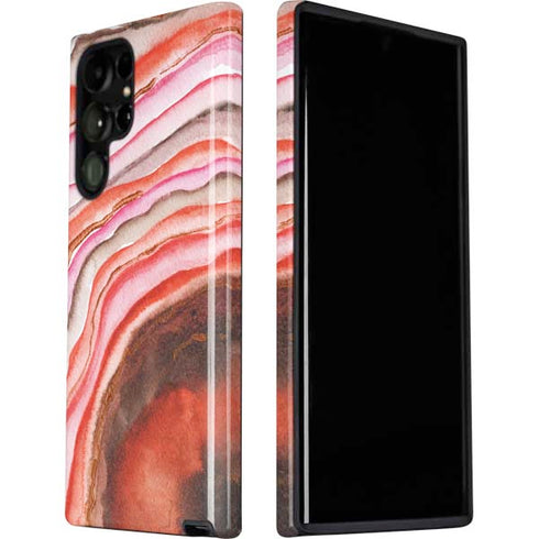 Orange Watercolor Geode Galaxy S22 Ultra Pro Case