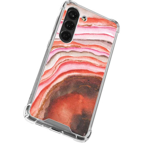 Orange Watercolor Geode Galaxy S23 Clear Case