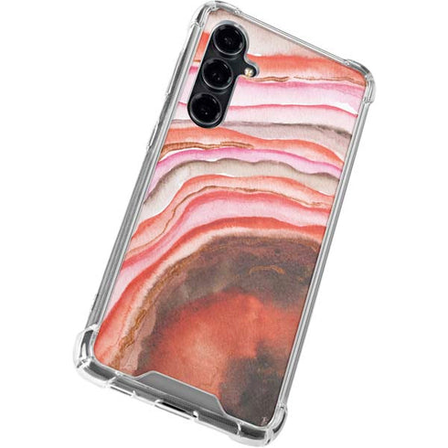 Orange Watercolor Geode Galaxy S23 FE Clear Case