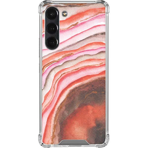 Orange Watercolor Geode Galaxy S23 Plus Clear Case
