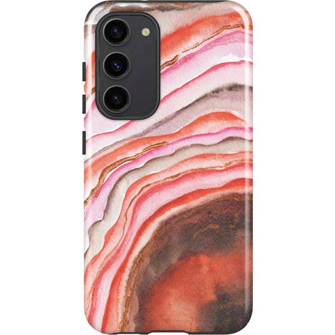 Orange Watercolor Geode Galaxy S23 Plus Pro Case
