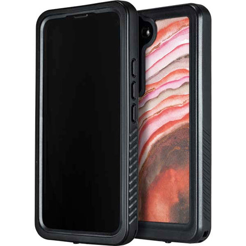 Orange Watercolor Geode Galaxy S23 Plus Waterproof Case