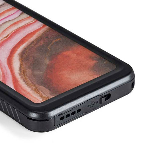 Orange Watercolor Geode Galaxy S23 Plus Waterproof Case