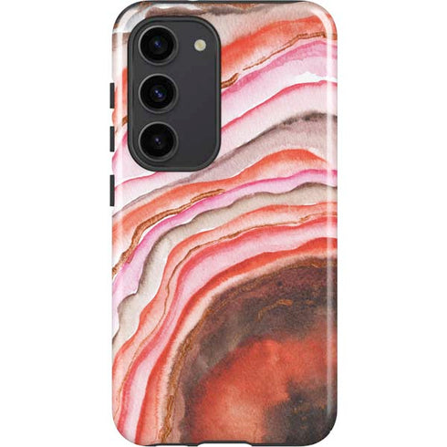 Orange Watercolor Geode Galaxy S23 Pro Case