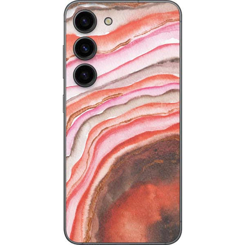 Orange Watercolor Geode Galaxy S23 Skin