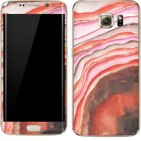 Orange Watercolor Geode Galaxy S7 Edge Skin
