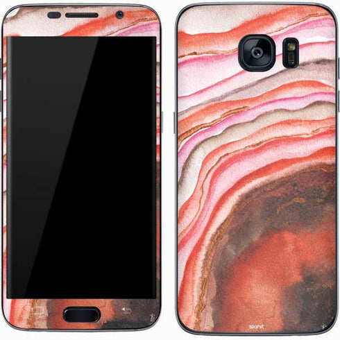 Orange Watercolor Geode Galaxy S7 Skin