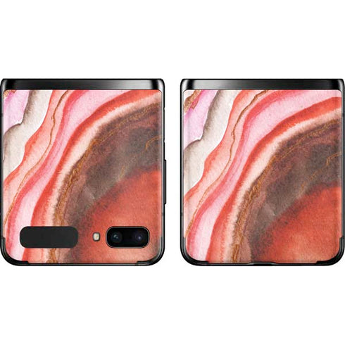 Orange Watercolor Geode Galaxy Z Flip Skin