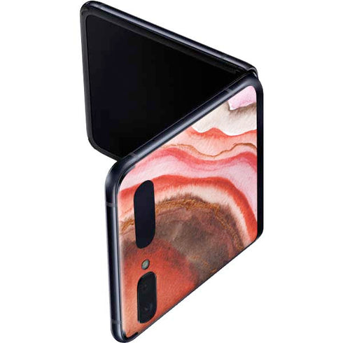 Orange Watercolor Geode Galaxy Z Flip Skin