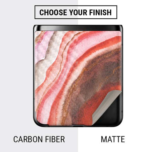 Orange Watercolor Geode Galaxy Z Flip Skin