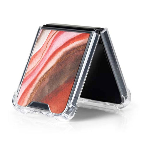 Orange Watercolor Geode Galaxy Z Flip5 5G Clear Case