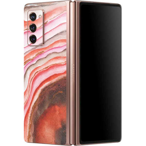 Orange Watercolor Geode Galaxy Z Fold2 5G Skin