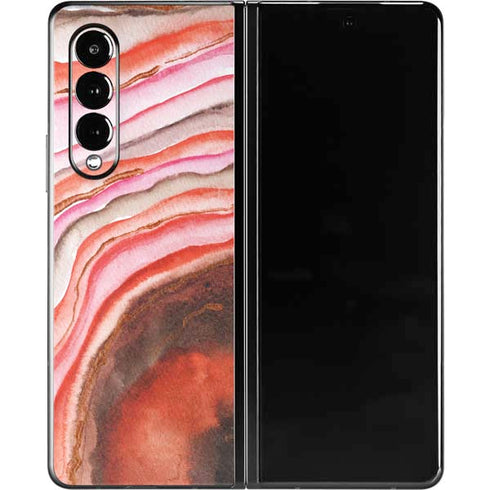 Orange Watercolor Geode Galaxy Z Fold3 5G Skin