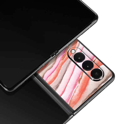 Orange Watercolor Geode Galaxy Z Fold3 5G Skin