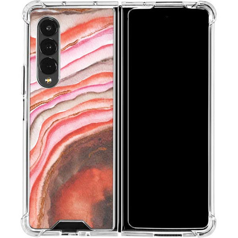 Orange Watercolor Geode Galaxy Z Fold4 5G Clear Case