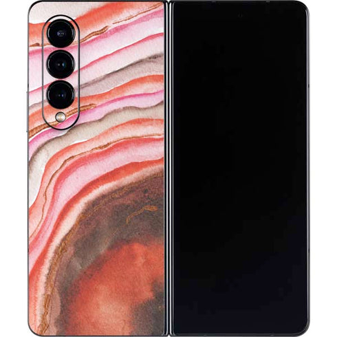 Orange Watercolor Geode Galaxy Z Fold4 5G Skin