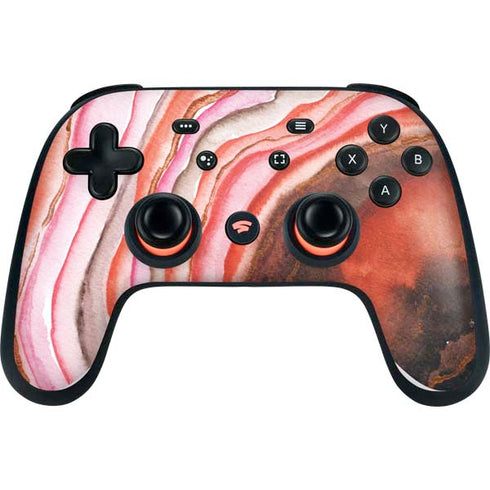Orange Watercolor Geode Google Stadia Controller Skin