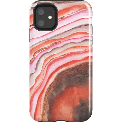 Orange Watercolor Geode iPhone 11 Impact Case
