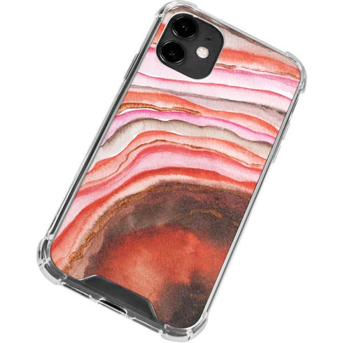 Orange Watercolor Geode iPhone 12 Clear Case