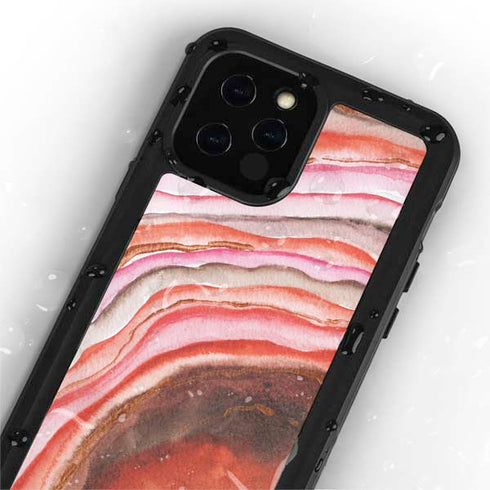 Orange Watercolor Geode iPhone 12 Pro Waterproof Case